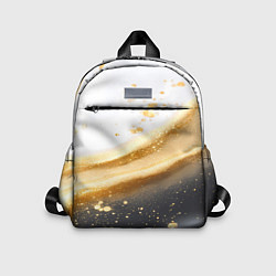 Детский рюкзак Черно-золотая текстура на белом, цвет: 3D-принт