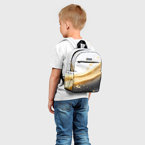 Детский рюкзак Черно-золотая текстура на белом / 3D-принт – фото 5
