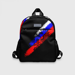 Детский рюкзак Герб на фоне цветов флага на чёрном фоне, цвет: 3D-принт