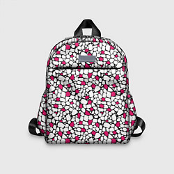 Детский рюкзак Мелкий красно белый мозаичный узор на черном