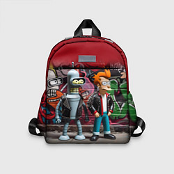 Детский рюкзак Bender bending robot and Fry - ai art graffiti, цвет: 3D-принт