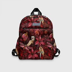 Детский рюкзак Бордовая готика с сердцем, лилиями и мотыльками, цвет: 3D-принт