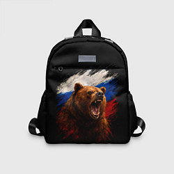 Детский рюкзак Медведь на фоне триколора, цвет: 3D-принт
