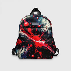 Детский рюкзак Разлитая красная масляная краска на чёрном, цвет: 3D-принт