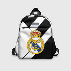 Детский рюкзак Реал Мадрид черно белые полосы, цвет: 3D-принт