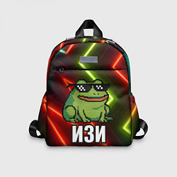 Детский рюкзак Изи - лягушка мем в пиксельных очках, цвет: 3D-принт