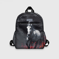 Детский рюкзак Белая лошадь на фоне мазков краски, цвет: 3D-принт