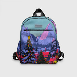 Детский рюкзак Новогодние елки в горном городке, цвет: 3D-принт