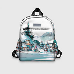 Детский рюкзак Дома и елки - Новый год, цвет: 3D-принт