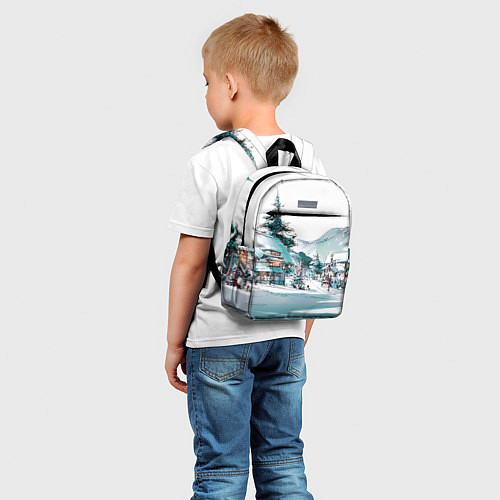 Детский рюкзак Дома и елки - Новый год / 3D-принт – фото 5