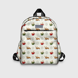 Детский рюкзак Зимний паттерн с оленем и чашками какао