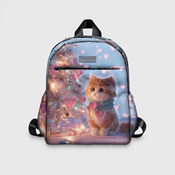 Детский рюкзак Маленький котенок у сияющей елочки, цвет: 3D-принт