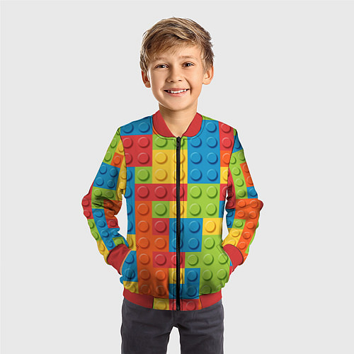 Детский бомбер Лего конструктор / 3D-Красный – фото 3