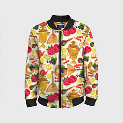 Бомбер детский Народная кухня, цвет: 3D-черный