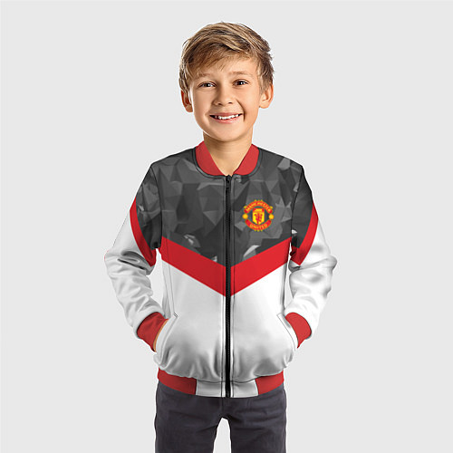 Детский бомбер Man United FC: Grey Polygons / 3D-Красный – фото 3