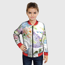 Бомбер детский Сирень и Пионы, цвет: 3D-красный — фото 2