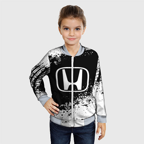 Детский бомбер Honda: Black Spray / 3D-Серый – фото 4