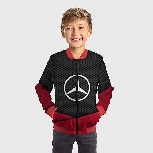 Детский бомбер Mercedes Benz: Grey Carbon / 3D-Красный – фото 3
