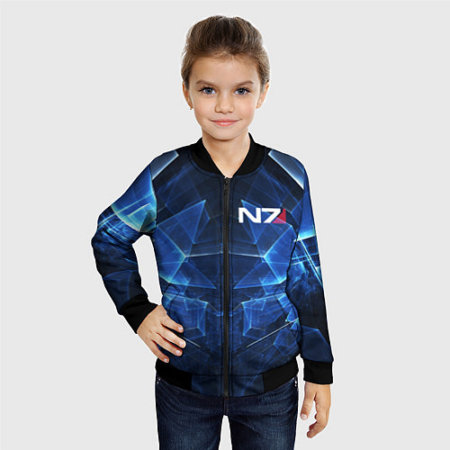 Детский бомбер Mass Effect: Blue Armor N7 / 3D-Черный – фото 4