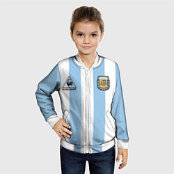 Бомбер детский Марадона Аргентина ретро, цвет: 3D-белый — фото 2