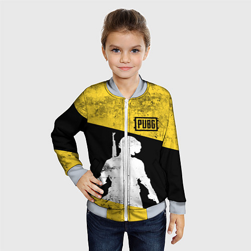 Детский бомбер PUBG: Yellow Grunge / 3D-Серый – фото 4