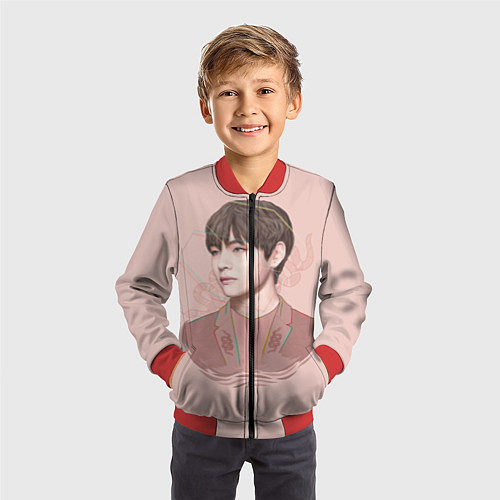 Детский бомбер Kim Taehyung / 3D-Красный – фото 3