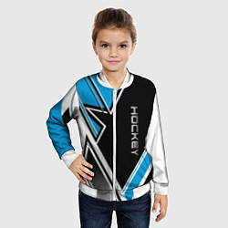 Бомбер детский Hockey black blue white, цвет: 3D-белый — фото 2