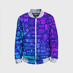 Детский бомбер Неоновые геймерские лого