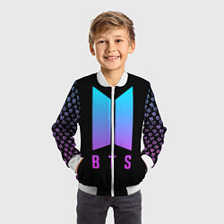 Бомбер детский BTS: Neon Night, цвет: 3D-белый — фото 2