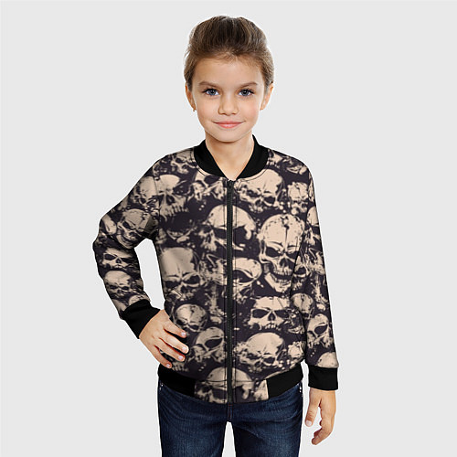 Детский бомбер Черепа - паттерн / 3D-Черный – фото 4