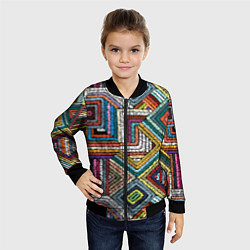 Бомбер детский Этнический орнамент вышивка, цвет: 3D-черный — фото 2
