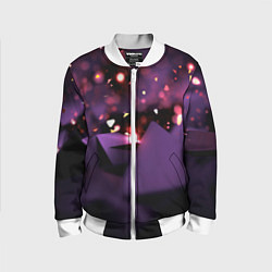 Бомбер детский Фиолетовая абстракция с блестками, цвет: 3D-белый