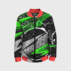 Детский бомбер Black and green corners