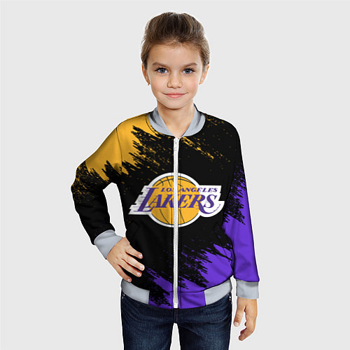 Детский бомбер LA LAKERS / 3D-Серый – фото 4