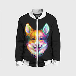 Бомбер детский Корги, цвет: 3D-белый