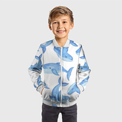 Бомбер детский Косяк китов, цвет: 3D-белый — фото 2