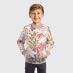 Бомбер детский Цветы, цвет: 3D-серый — фото 2
