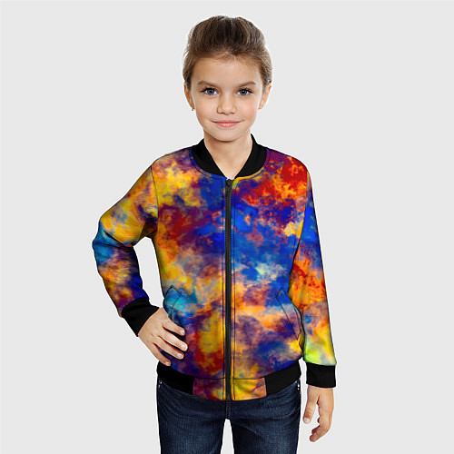 Детский бомбер Огненно-синий полутон / 3D-Черный – фото 4