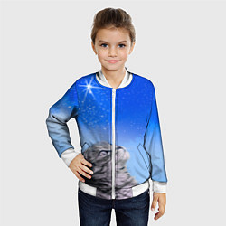 Бомбер детский Кот и космос, цвет: 3D-белый — фото 2