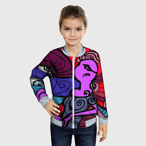 Детский бомбер Девушка / 3D-Серый – фото 4