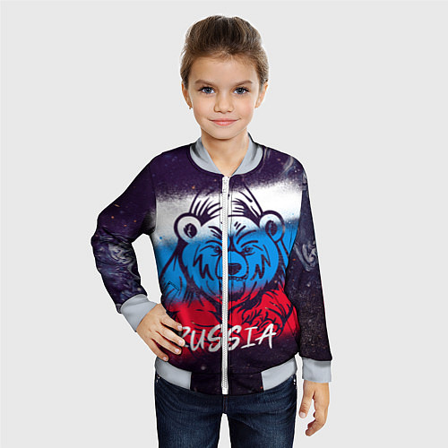 Детский бомбер Russia Bear / 3D-Серый – фото 4