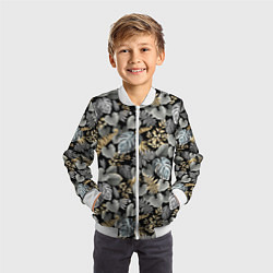 Бомбер детский Серебряные листочки, цвет: 3D-белый — фото 2