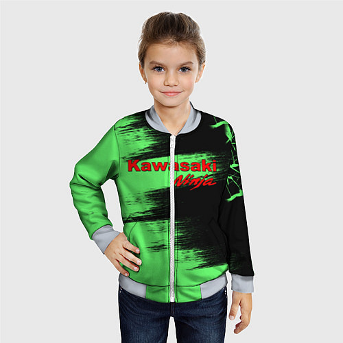 Детский бомбер Kawasaki / 3D-Серый – фото 4