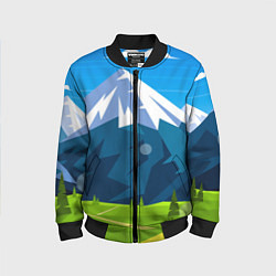 Бомбер детский Горы пейзаж природа вектор, цвет: 3D-черный