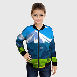 Бомбер детский Горы пейзаж природа вектор, цвет: 3D-черный — фото 2