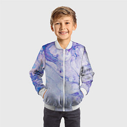 Бомбер детский Разводы сиреневой краской, цвет: 3D-белый — фото 2