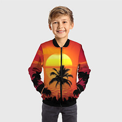Бомбер детский Пальмы на фоне моря, цвет: 3D-черный — фото 2