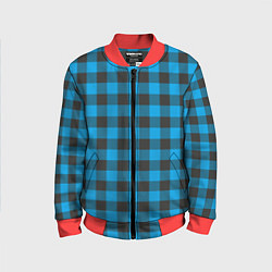 Бомбер детский Голубая клетка, цвет: 3D-красный