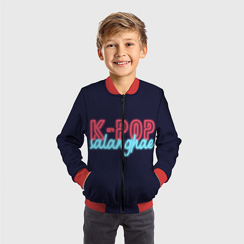 Детский бомбер LOVE K-POP / 3D-Красный – фото 3