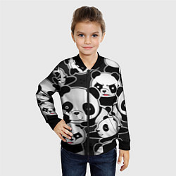 Бомбер детский Смешные панды, цвет: 3D-черный — фото 2